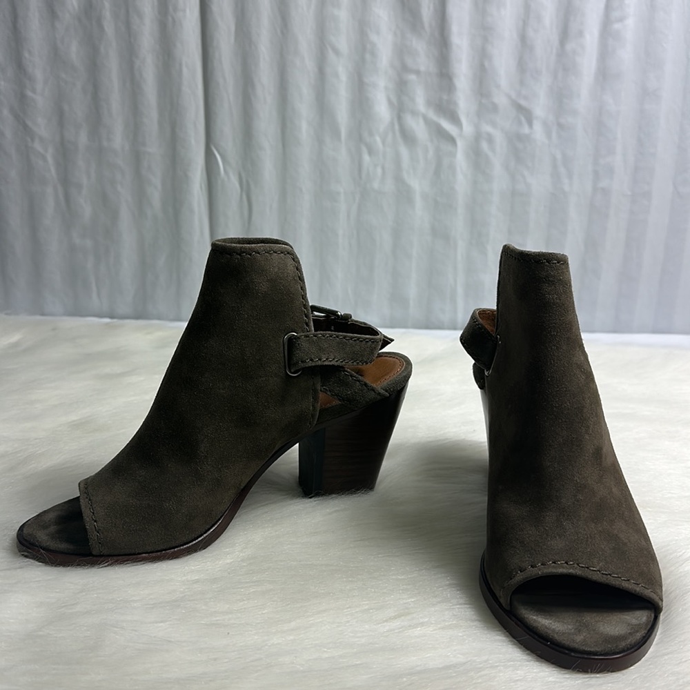 Frye Army Green Suede Heels
